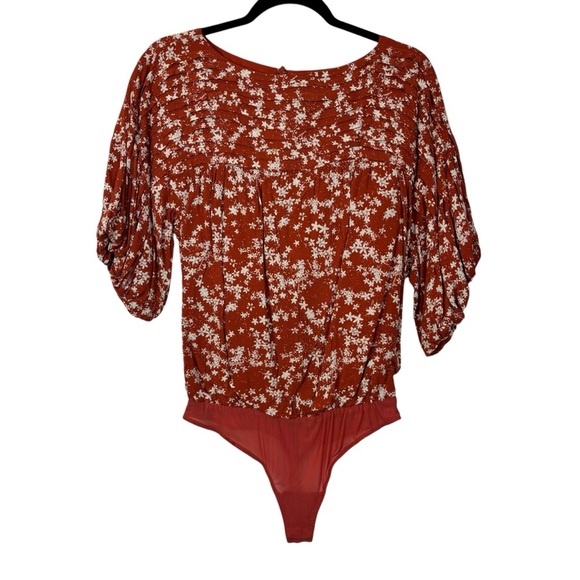 Free People Dessa Bodysuit in Rust Combo - Picture 1 of 12